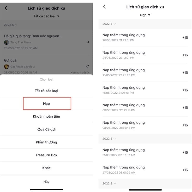 Cách xem lịch sử nạp xu trên TikTok Cách xem lịch sử nạp xu trên TikTok