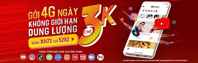 Cách đăng ký 4G Viettel ngày theo nhóm ứng dụng thông qua App MyData