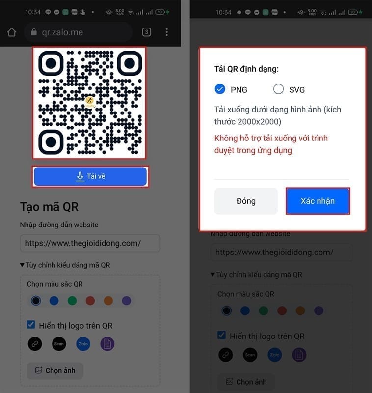 cách tạo mã QR bằng Zalo QR