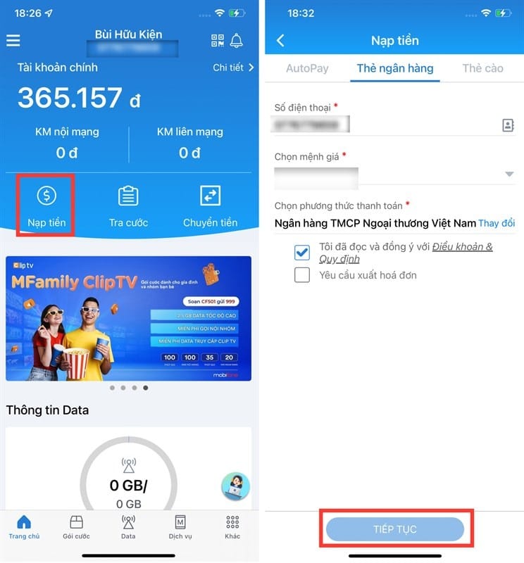Cách nạp thẻ cho thuê bao khác Cách nạp thẻ cho thuê bao khác