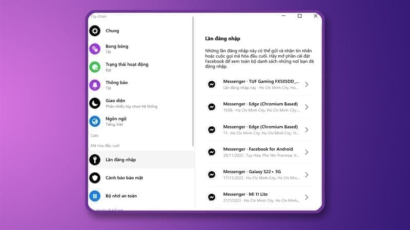 Cách xem lại lịch sử đăng nhập Messenger trên máy tính