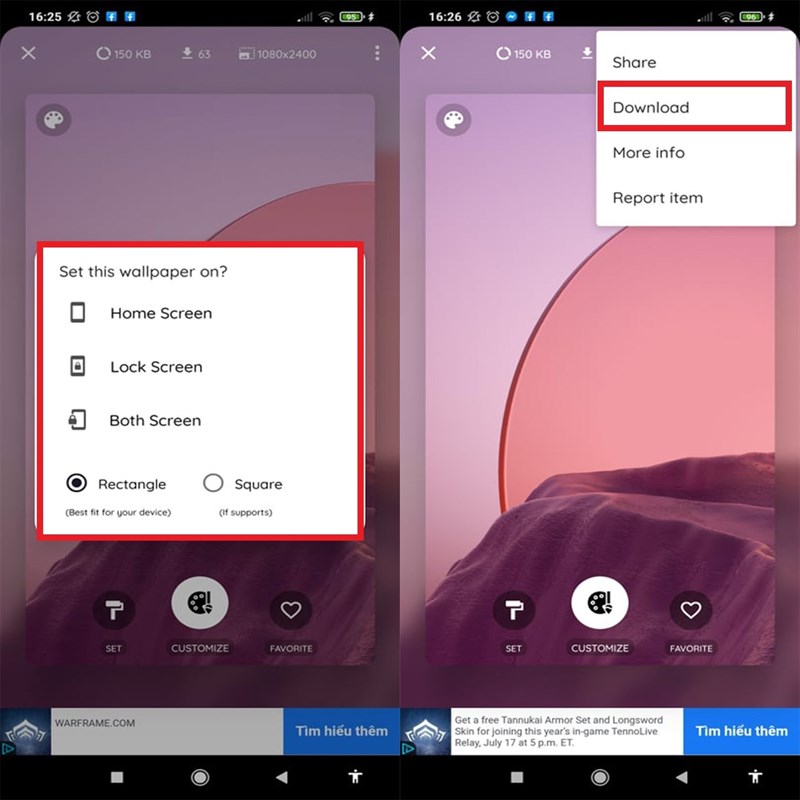 Cài đặt và tải ảnh nền 