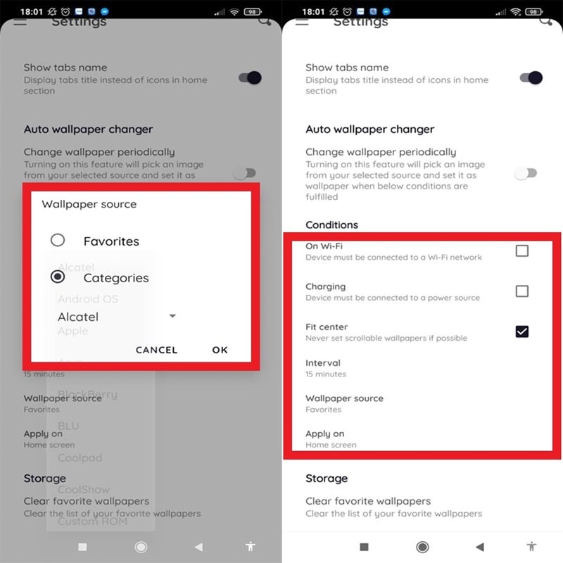 Cách settings thay đổi nên tự động