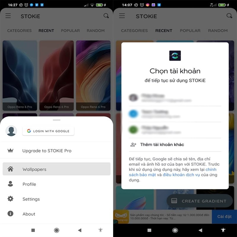 Giao diện đăng nhập 