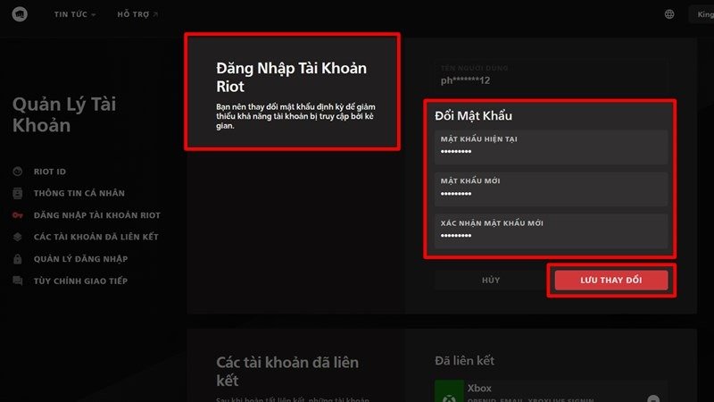 Hướng dẫn cách đổi mật khẩu Riot Hướng dẫn cách đổi mật khẩu Riot