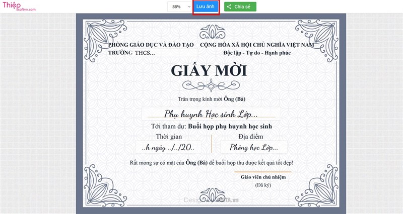 Cách tạo giấy mời họp phụ huynh ngay tại nhà chỉ với vài bước