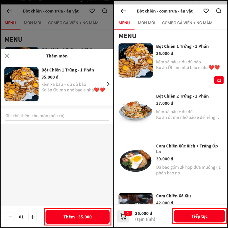 Chọn số lượng, nhấn vào Thêm > Tiếp tục.