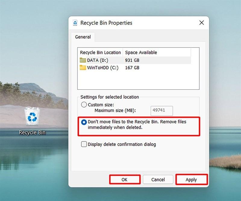 3 tuỳ chỉnh Recycle Bin trên Windows 11