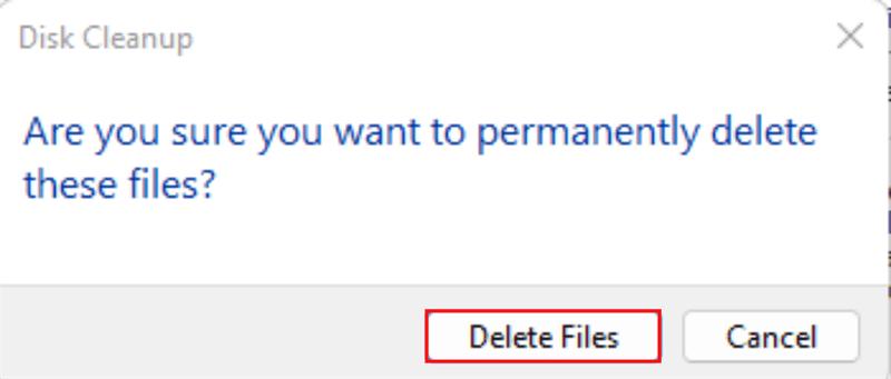 Nhấn chọn vào nút Delete Files. Nhấn chọn vào nút Delete Files.