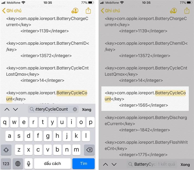 Đo chu kỳ sạc pin iPhone